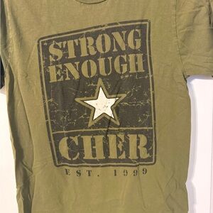 1999 Vintage Cher Olive Green Army Strong Enough Concert Tour T Shirt Small